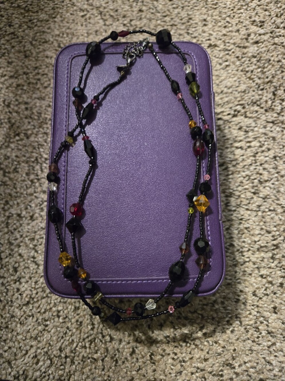 Lia SophiaMulti-Color Beaded Double Strand Necklace - Black, Purple, Yellow, Red